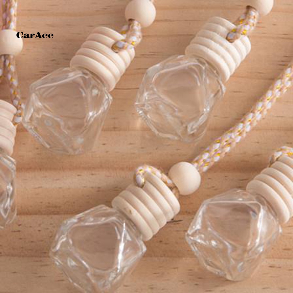 Lọ Đựng Nước Hoa Mini Trong Suốt Có Nắp Gỗ Treo Xe Hơi