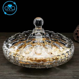 Khay Đựng Mứt Thuỷ Tinh Pha Lê Chia Ngăn Hoạ Tiết Chấm Bi Trắng Cao Cấp / Thố Mứt Tết 520-9 M3169