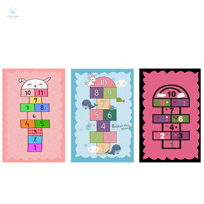 Hopscotch Rug  Hop and Count Game Rug with Cute Colorful Design Anti-Slip Kids Play Mat Soft Floor Area Rug and Carpet