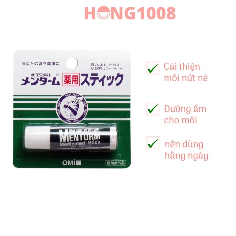 Son Dưỡng Omi Brotherhood Menturm Medicated Stick With Menthol 4g Nhật Bản - Dành Cho Môi Khô Và Nứt Nẻ
