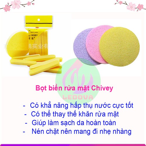 Mút rửa mặt, Bọt biển rửa mặt, Bông nở rửa mặt Chivey 12 miếng