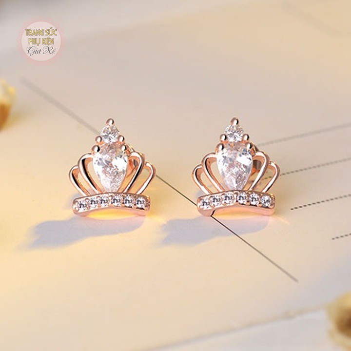 Hoa tai vương miện nhỏ xinh bạc ý S925 HT201