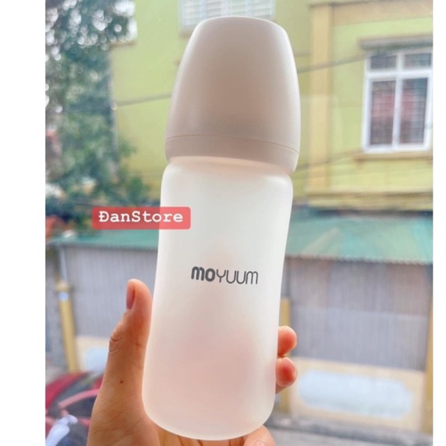 Tặng Sticker- Bình Sữa Moyuum thủy tinh 150ml 240ml chính hãng, bình moyuum thủy tinh bọc silicon chính hãng