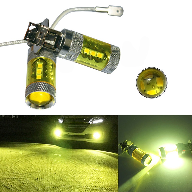 Set 2 Bóng Đèn Sương Mù 12-24V H3 80W 16 SMD LED Màu Vàng Dành Cho Xe Tải