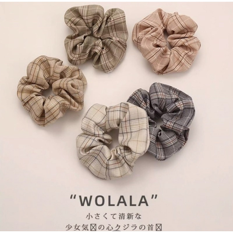 Dây buộc tóc ruột gà kẻ caro phong cách Hàn Quốc Plantnery