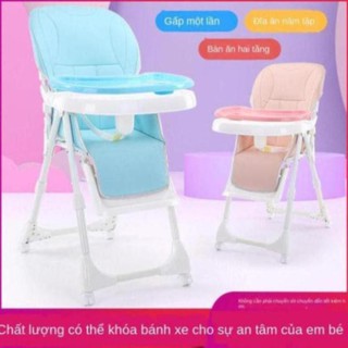 dth94 ⊙◘Ghế ăn trẻ em, bàn đẩu em có thể gập lại đa chức năng bánh xe <