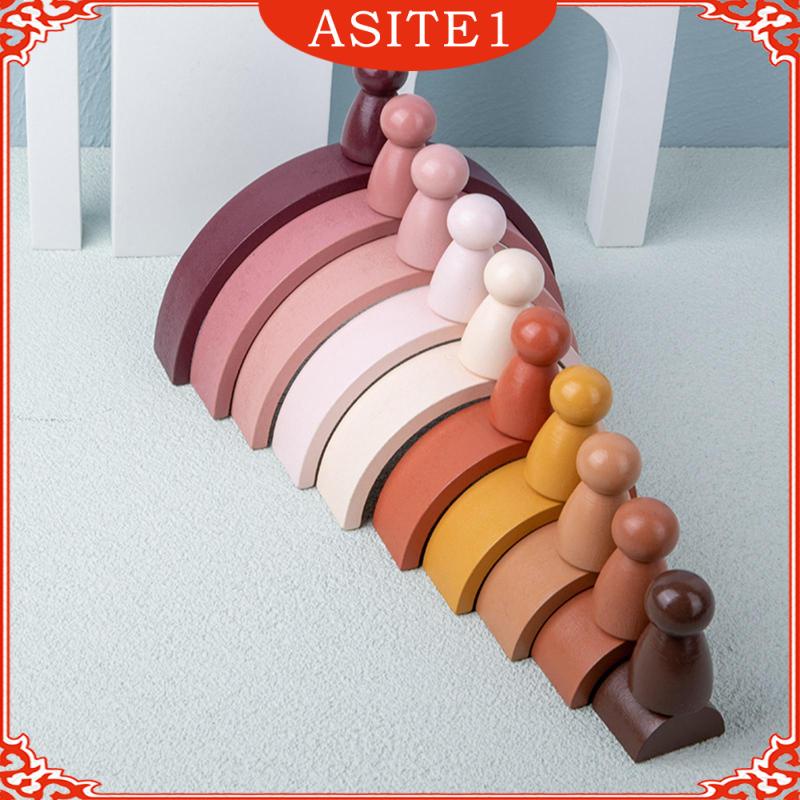 Bộ Đồ Chơi Xếp Hình Cầu Vồng Bằng Gỗ Cho Trẻ Em