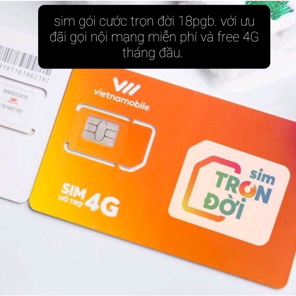 Sim 4G, sim VIETNAMOBILE 180GB/ tháng, miễn phí tháng đầu, nghe gọi nội mạng miễn phí, sim siêu rẻ gia hạn 40k