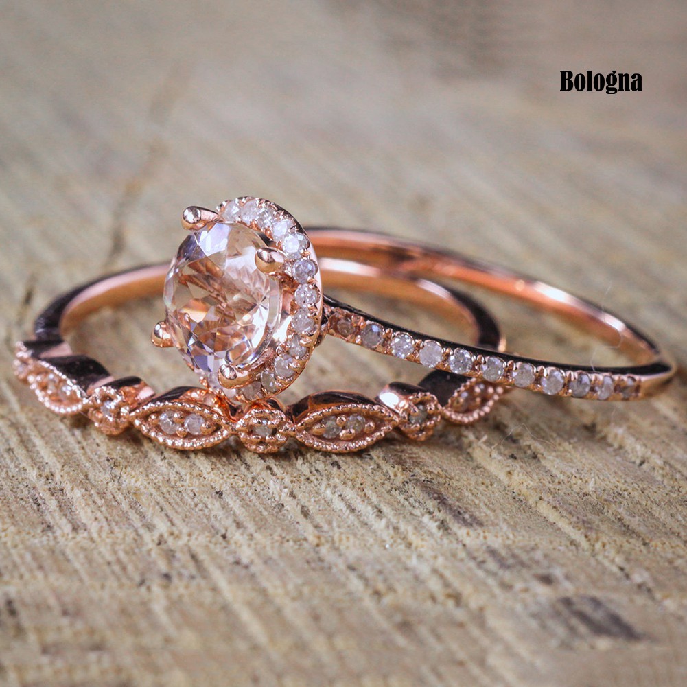 Set 2 Nhẫn Đính Đá Giả Thời Trang Cho Nữ