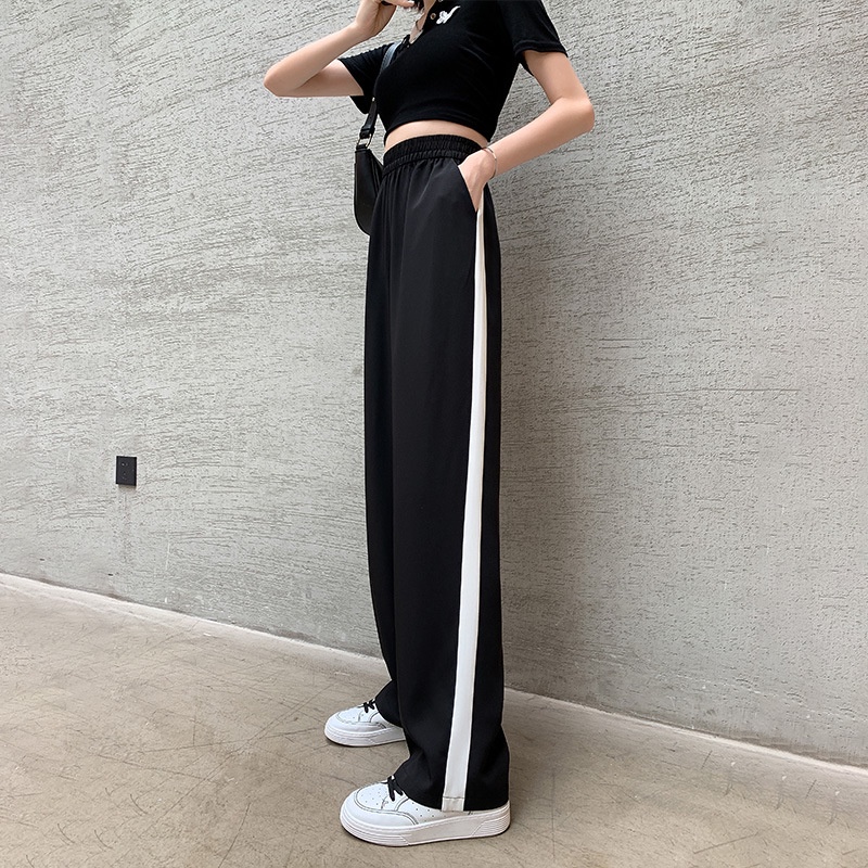 Quần nữ 3 sọc thể thao, quần nữ ống rộng chất cotton dày dặn cao cấp có dây rút eo hàng nhập khẩu SKUQ-24A