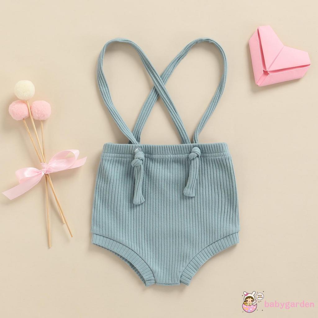 Quần yếm ngắn màu trơn có thể điều chỉnh phong cách mùa hè xinh xắn dành cho bé