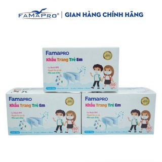 Combo 3 hộp khẩu trang y tế trẻ em kháng khuẩn 3 lớp Famapro max kid ( 50 cái /hộp )