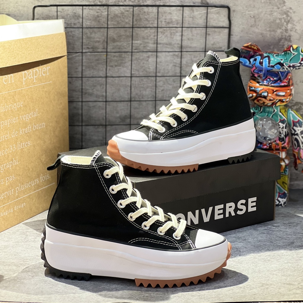 Giày sneaker nam nữ cổ cao : Converse Run Star Hike Hi Black/ White | Phiên bản 1:1 .