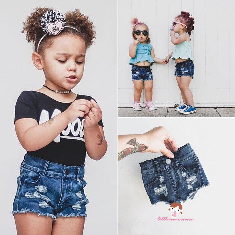 Quần Short Jeans Rách Cho Bé Gái Từ 1-6 Tuổi