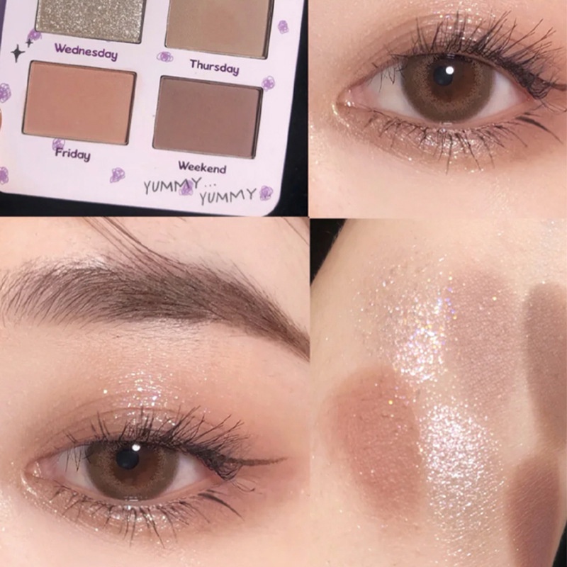 [Hàng mới về] Bảng phấn mắt 6 màu lì và ánh nhũ chống thấm nước dễ lên màu