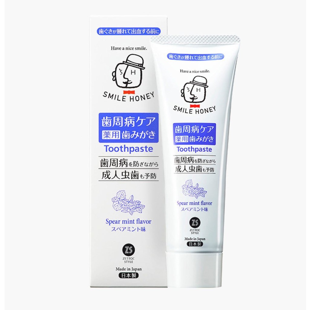 Kem Đánh Răng Thảo Dược Chăm Sóc Răng, Nướu, Giảm Hôi Miệng Nippon Zettoc Smile Honey 120g Từ Nhật Bản