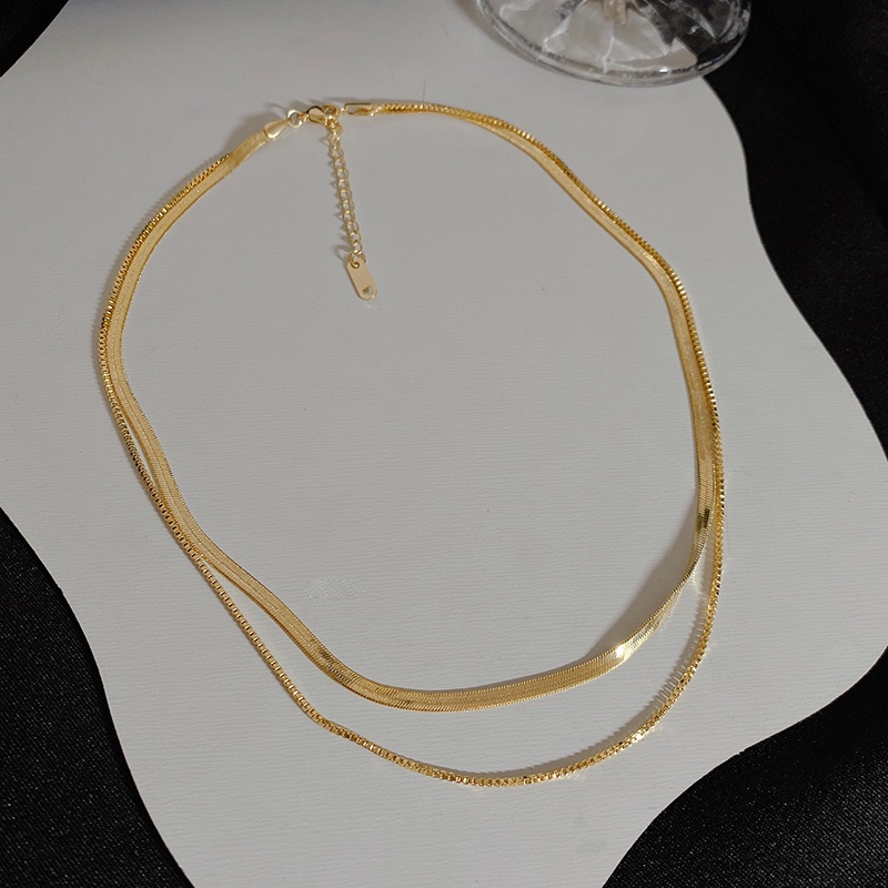 Vòng cổ Hai Lớp Hình Xương Rắn Phong Cách hip hop Thời Trang