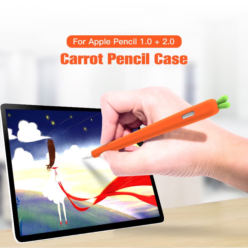 Vỏ Bảo Vệ Bằng Silicon Hình Củ Cà Rốt Thích Hợp Cho Apple Pencil 1 2