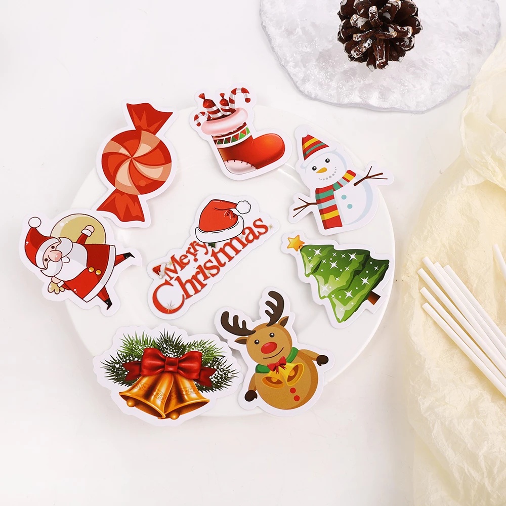 Set 24 Thẻ Chữ Merry Christmas Trang Trí Bánh Kem