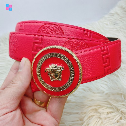 Hottrend 2021 Thắt Lưng Da Nam Mặt Versace Dây Da Màu Đỏ Da Mềm Đẳng Cấp Mã 001