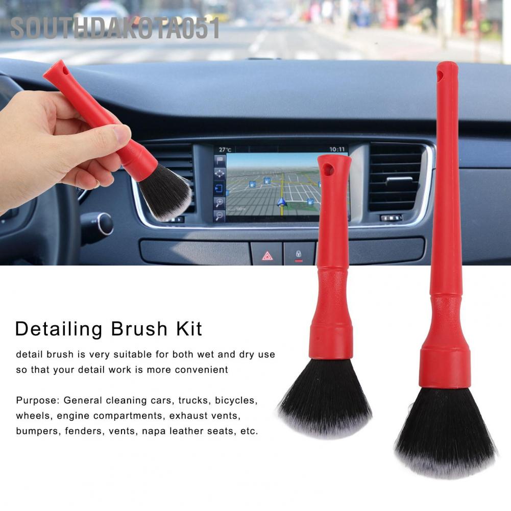 Hàng HOT 2pcs Cọ lông siêu mềm dùng vệ sinh chi tiết chuyên dụng cho nội thất xe hơi 【Southdakota051】