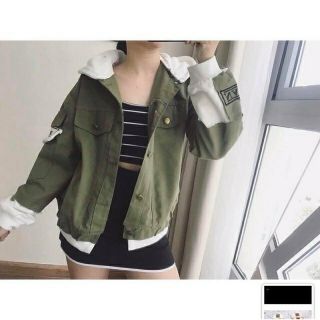 Áo khoác kaki phối màu có mũ