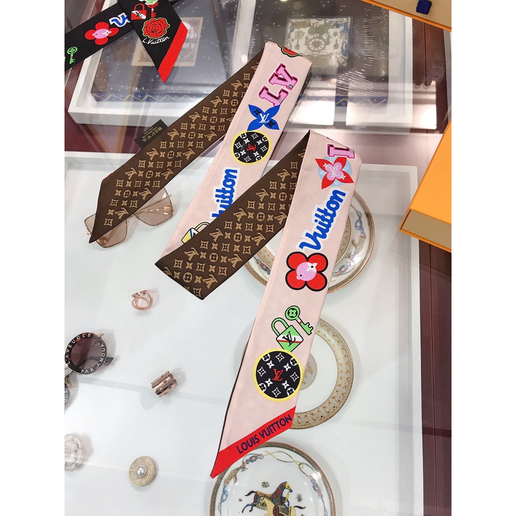 Khăn Choàng Cổ / Xách Tay Bằng Ruy Băng Lụa In Họa Tiết Hoa Cho Nữ