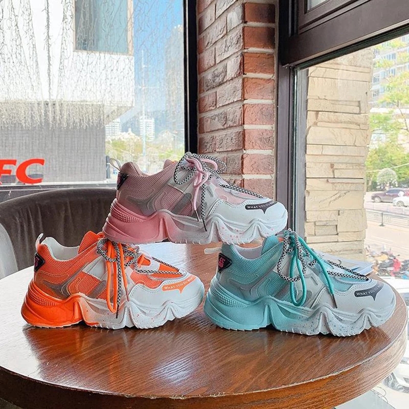 {XẢ KHO} GIÀY THỂ THAO NỮ SNEAKER ULZZANG ĐẾ VẨY SƠN SẮC MÀU (FULLBOX QC 30-2)
