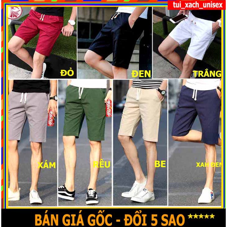 QUẦN ĐÙI NAM QUẦN SHORT NAM NỮ CHẤT VẢI KAKI LƯNG THUN CÓ TÚI RỘNG ỐNG XUÔNG LỮNG ...