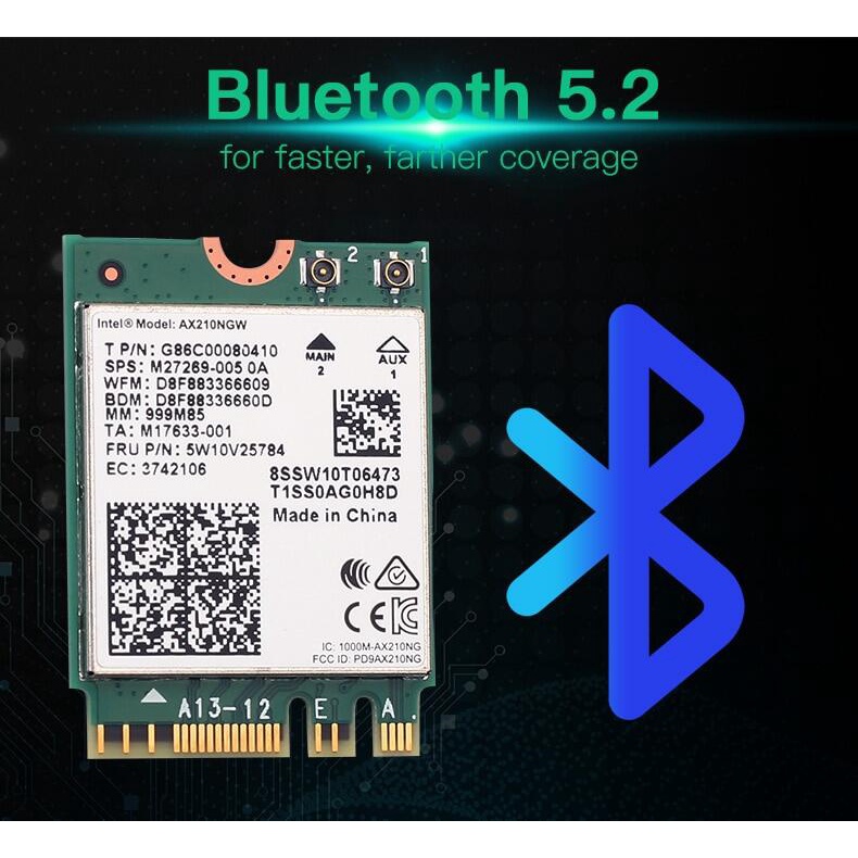Thiết Bị Phát Wifi Không Dây Wi-Fi 6 Intel AX210 PCIe Bluetooth 5.2 3000Mbps 802.11A AX210NGW 6E Windows 10 Linux