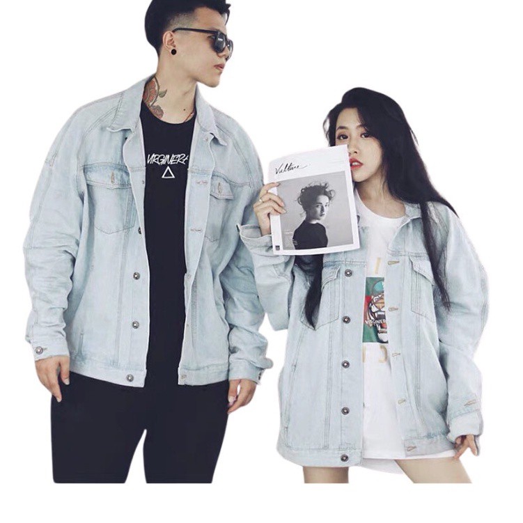 HCM Áo Khoác Jean Nam Kiểu Rách Vai unisex mã:  AKJNA01