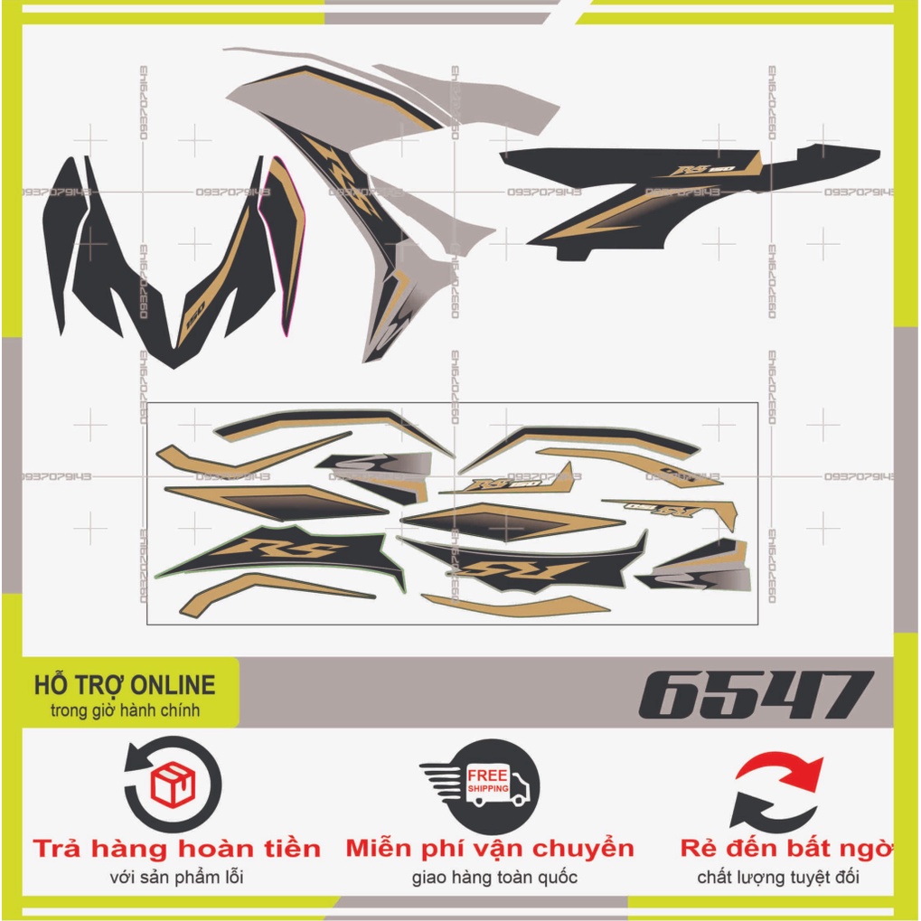 TEM XE WINNER X RS ĐEN XÁM -- SHIN DECAL 2