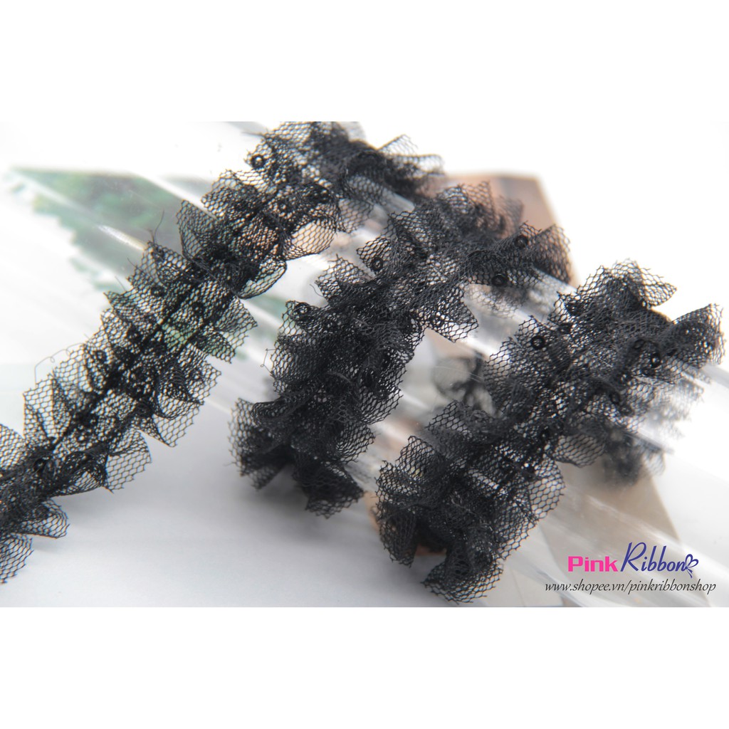 Dây voan lưới đính kim sa xếp bèo 2.5cm | BigBuy360 - bigbuy360.vn