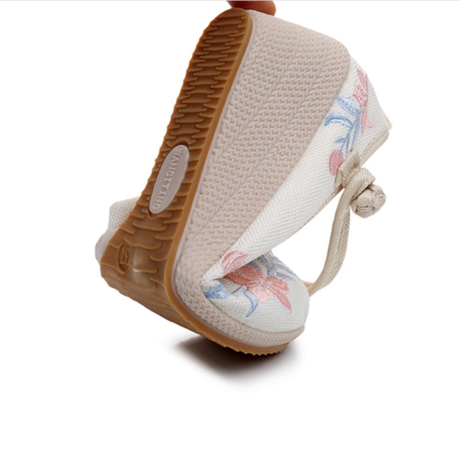 Giày vải đế xuồng 7cm Giày cổ trang cao gót giày tiểu thư