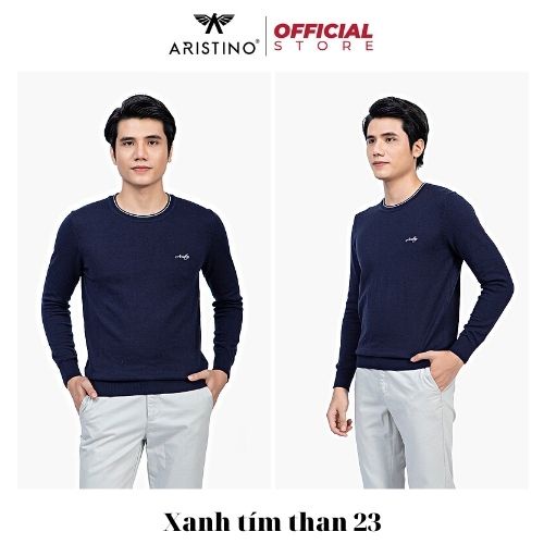 Áo Len Nam Cổ TrònARISTINO Cao Cấp Chất Cotton Mềm Thoáng Khí Bền Màu Ấm Ấp Không Bai Giãn AWO005W1