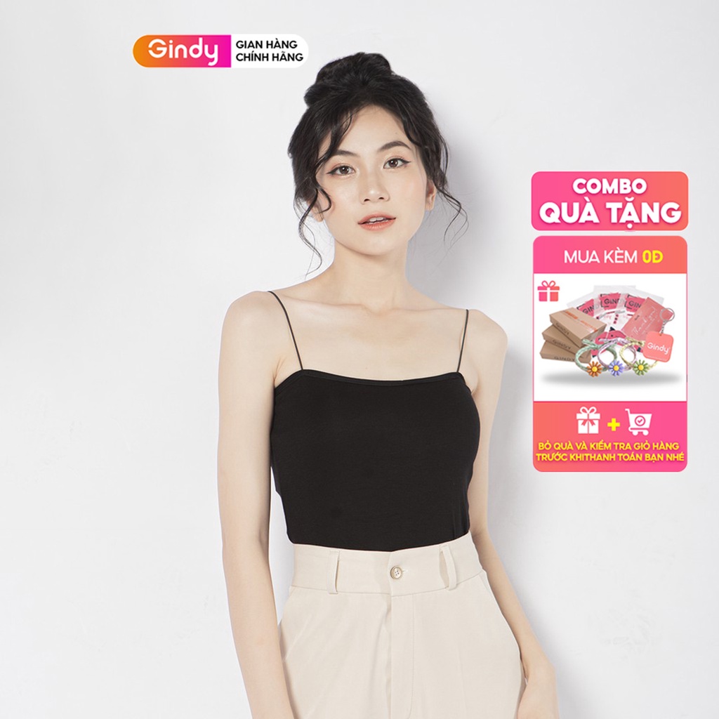 Áo hai dây GINDY sợi bún mảnh dáng ôm vải mịn co giãn thoáng mát AB06