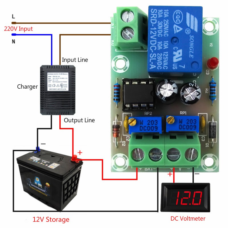 XH-M601 Battery Charger Control Board 12V Smart Charger Power Control Panel Automatic Charging Power