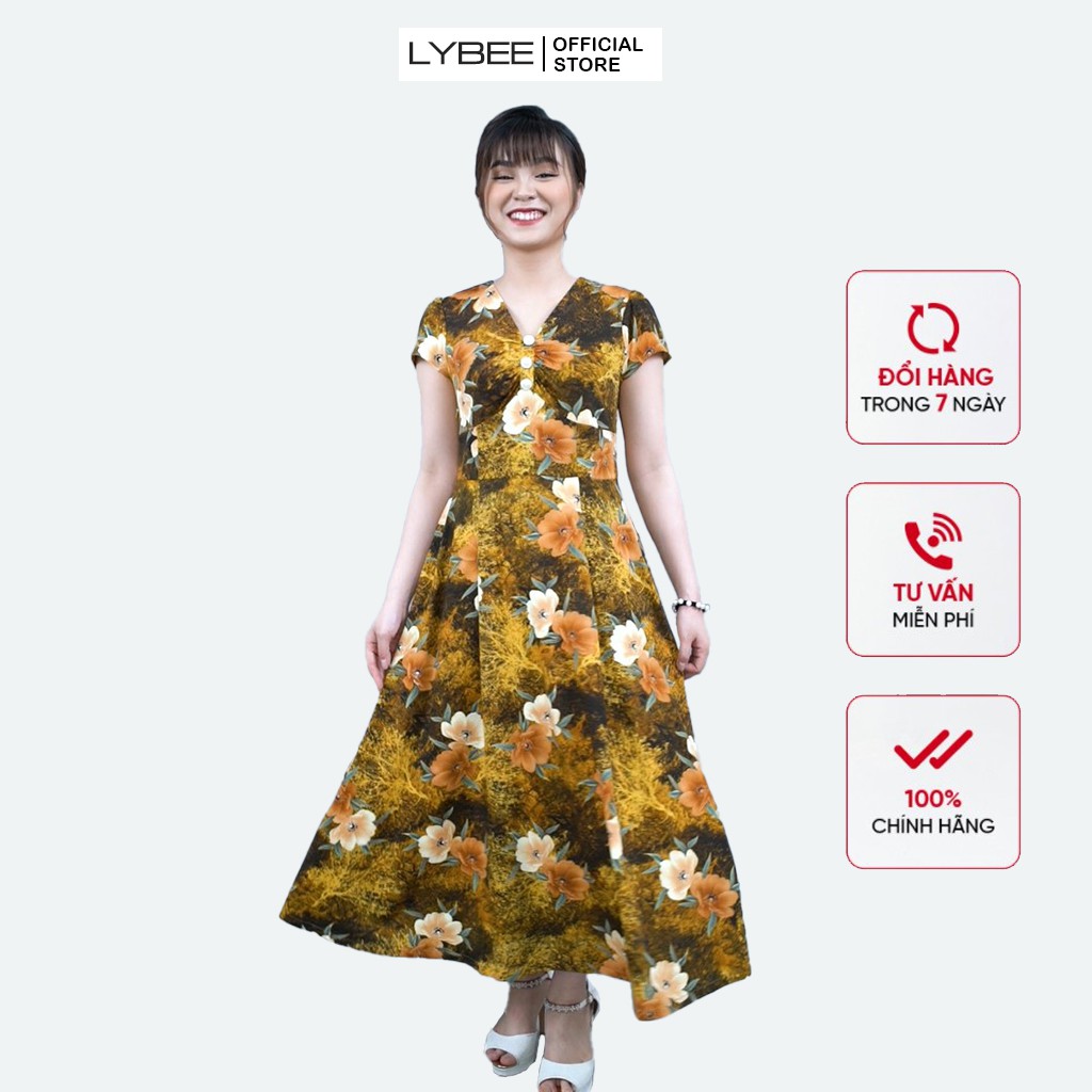 Đầm trung niên LYBEE dáng xòe thun lụa cao cấp 633