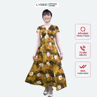 Đầm trung niên LYBEE dáng xòe thun lụa cao cấp 633