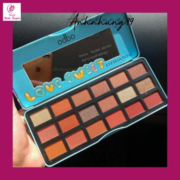 (auth 100%)( tặng chì kẻ mày)phấn mắt 18 ô odbo love sweet eyeshadow thái lan chính hãng có nhũ lì kim tuyến đẹp