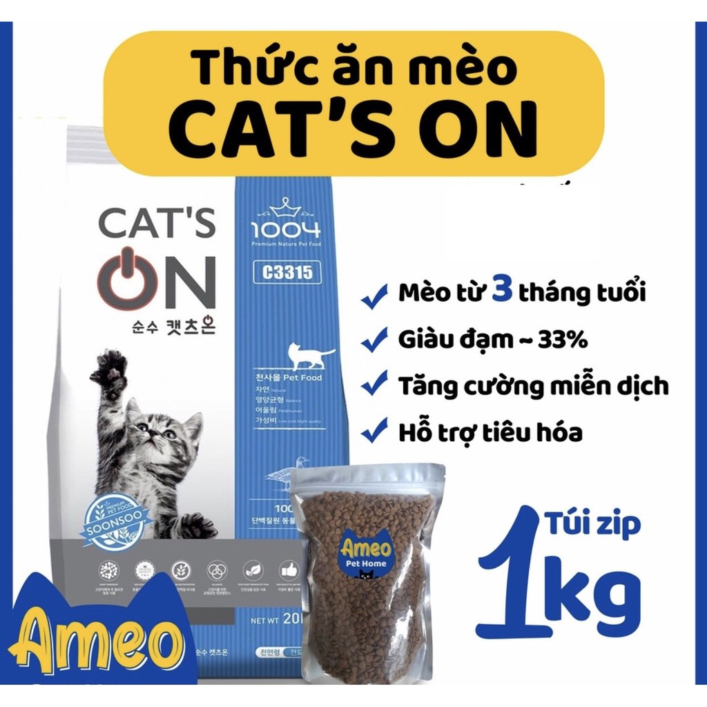 Hạt Cho Mèo Cat On Túi Zip 1Kg - Cats On Hàn Quốc