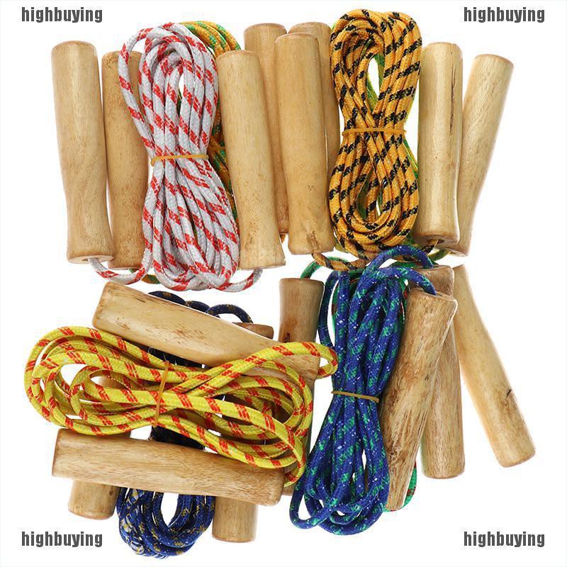 Dây nhảy có tay cầm gỗ luyện tập thể thao tiện dụng