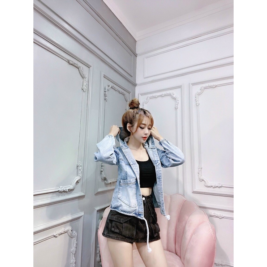 Áo khoác jean nữ có nón, áo khoác jean nữ phong cách nhẹ nhàng, chất vải jean cotton dày dặn cao cấp
