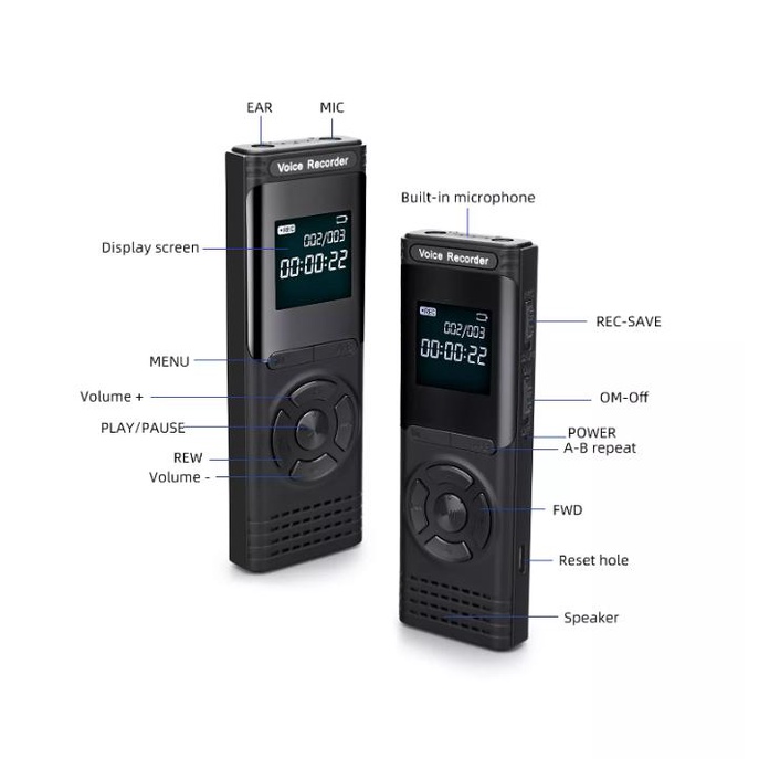 Máy Ghi Âm Kỹ Thuật Số 32GB - Kích Hoạt Bằng Giọng Nói, Nghe Nhạc MP3- Máy Ghi Âm GA902