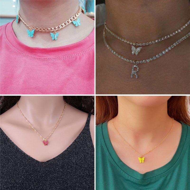 Flgo Set 30 Mặt Vòng cổ Acrylic Hình Bướm Nhiều Màu Sắc Làm Trang Sức Thủ Công