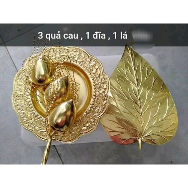 Quả cau lá trầu bằng đồng + 1 đĩa