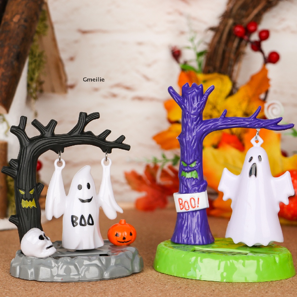 Gmeilie 12Pcs Halloween Dashboard Toys Solar Powered Ghost Dancing Toys Bobble Head Toy VN