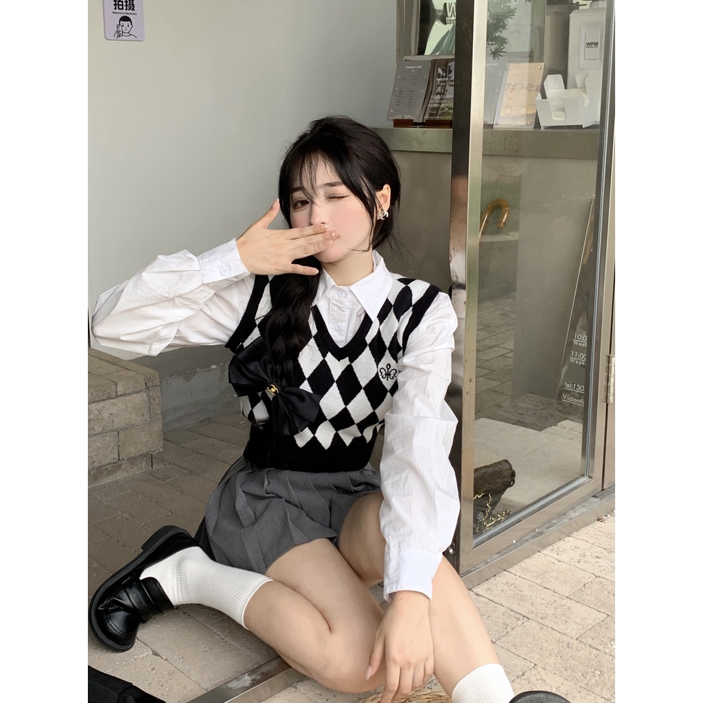 Áo Dệt Kim Không Tay Dáng Ngắn Phong Cách Hàn Quốc Thời Trang Cho Nữ