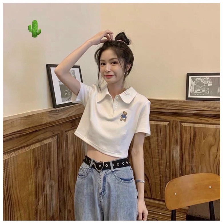 ÁO CROPTOP FOM RỘNG THÊU GẤU