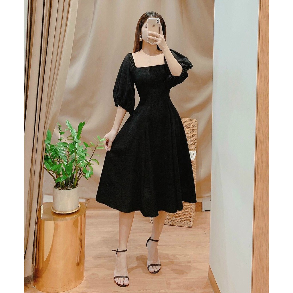 Đầm dự tiệc dáng xòe tay phồng sang trọng Lenin Dress